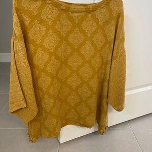 J. Jill Mustard Yellow Patterned Top